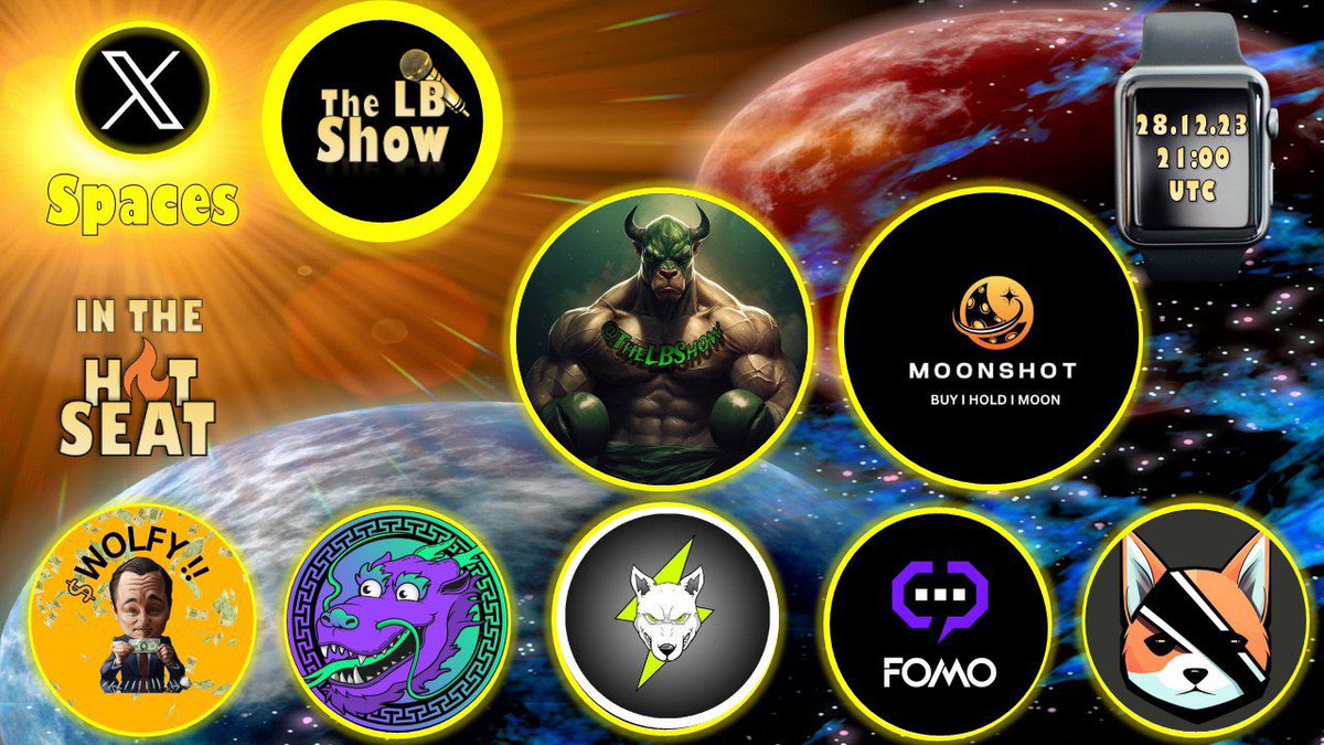 🎙️Time to close out the 2023 The LB Show Spaces with a bang!💥
Thursday 21:00 UTC

We’ve got a hot lineup so make sure you smash the reminder below! 👇🏼👇🏼

x.com/i/spaces/1nAKE…

<a href="/moonshothodl/">Moonshot | $MOON</a> <a href="/VoltInuOfficial/">Volt Inu ⚡️</a> <a href="/SOLONGthedragon/">World Wise Whales</a> <a href="/Byte_Erc20/">Byte</a> <a href="/Fomo_Network/">FOMO Network</a> <a href="/wolfofwsSOL/">The Wolf Of Wall Street - SOL</a> 

#Moonshot