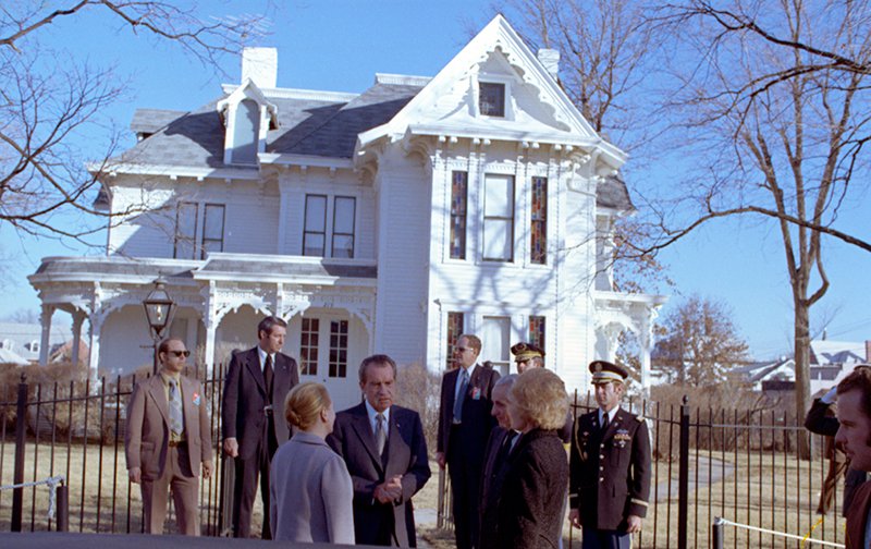#OTD 12/27/1972 The Nixons traveled to Independence, MO to pay their condolences to President Truman's family. President Truman had died the previous day. They are shown here with the late President’s daughter Margaret Truman Daniel and her husband Elbert Clifton Daniel, Jr.