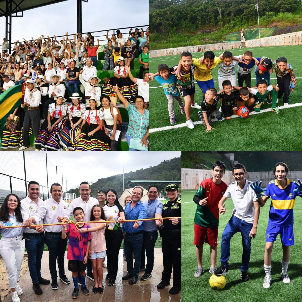 MAguilarHurtado's tweet photo. ¡En #Oiba tenemos una de las mejores canchas de fútbol sintéticas del departamento! Hoy la inauguramos con un partido entre amigos, recordando la alegría que nos trae el deporte. Invertimos más de 7 mil millones de pesos para graderías, baños, camerinos, cafetería e iluminación profesional, garantizando el disfrute de más de 12 mil ciudadanos en la cuarta cancha más grande de #Santander. ¡Conózcanla! #LeCumplimosASantander 🚧