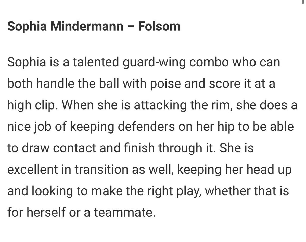 Sophia Mindermann (@sophiarae24) on Twitter photo Thank you <a href="/JrAllStarBB/">Jr. All-Star Girls Basketball</a> for the write up & evaluation at the Nike TOC this past week! Thank you <a href="/JrAllStarBB/">Jr. All-Star Girls Basketball</a> for the write up & evaluation at the Nike TOC this past week!