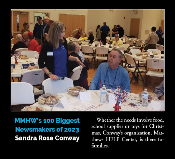 mmhweekly's tweet photo. Sandra Rose Conway greets veterans at a Rotary Club of Matthews program. https://t.co/0aL17yEE5o
