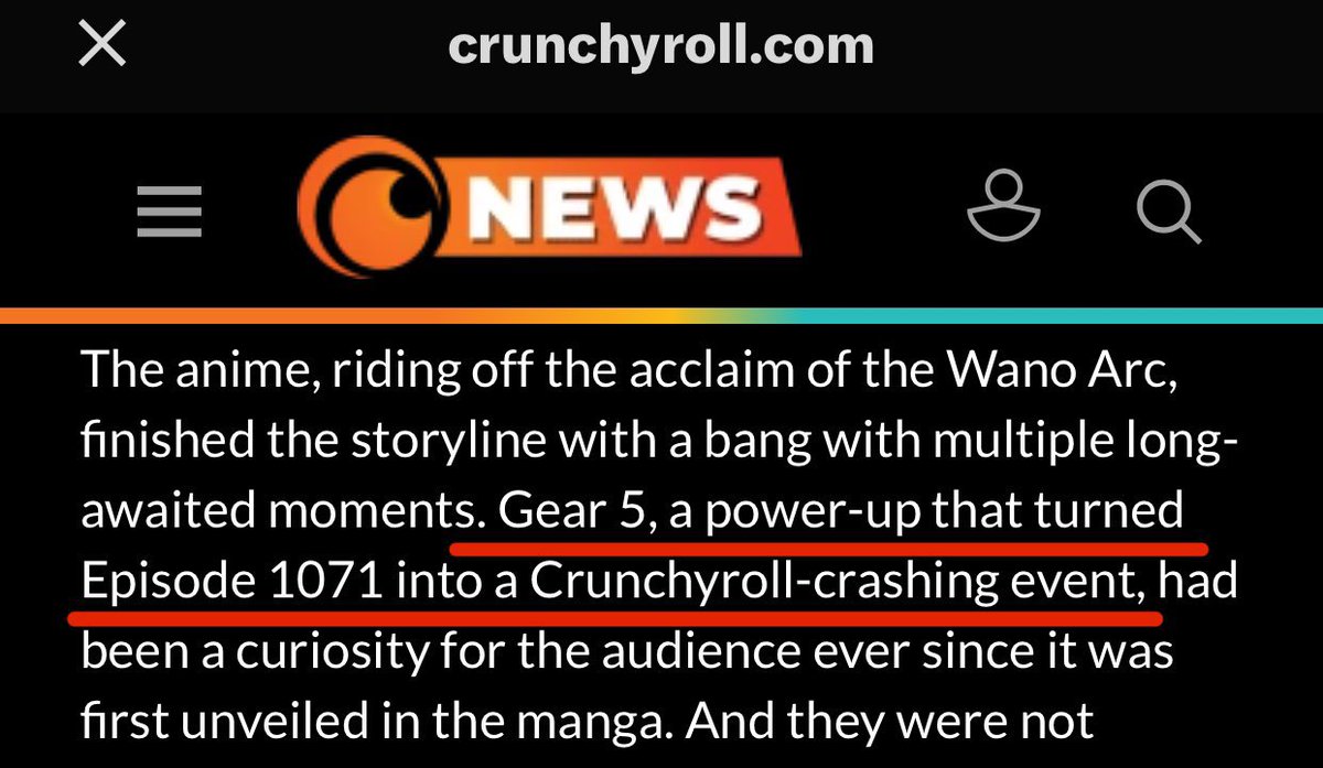Geo_AW's tweet photo. Cruchyroll confirms gear 5 did in-fact crash their servers upon release https://t.co/9ypR0AKvnS