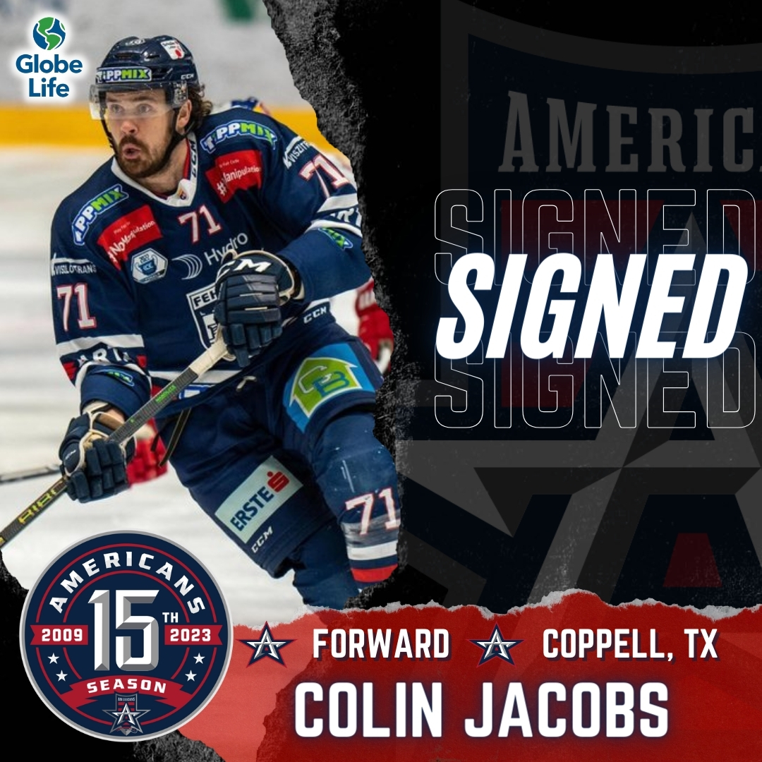 AllenAmericans's tweet photo. COLIN JACOBS SIGNS

The Allen Americans have signed forward Colin Jacobs. Jacobs most recently played in Germany with Herner EV 2007 scoring 14 goals with 16 assists in 22 GP.
Jacobs heads home as he is a Texas native from Coppell.

Welcome to Allen!

#LiveInTheRed #ECHL https://t.co/oNthaRGpL4