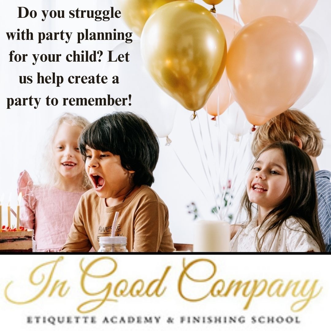 CivilityExpert's tweet photo. Do you struggle with party planning for your child? Let us help create a party to remember! 
Contact our party planning team at info@ingoodcompanyetiquette.com today https://t.co/GxIMzsfVD1