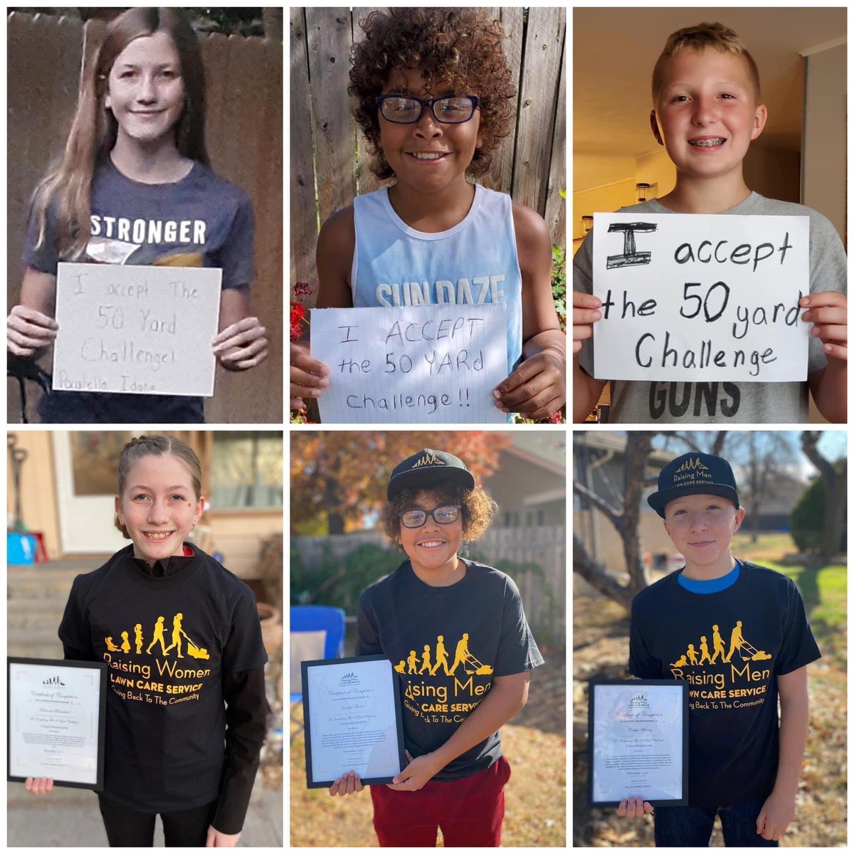 Our 50 yard challenge  begins with kids creating a sign. After completing the challenge, they are rewarded with new lawn care equipment. Is your child ready to join the 50 Yard Challenge?

This challenge  encourages kids to mow 50 lawns for free in their community, for the