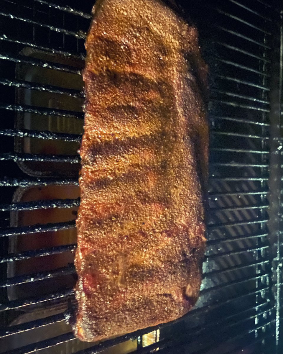 Pork Ribs Halfway Done. Should have brought AJ to spritz. Using Water instead.