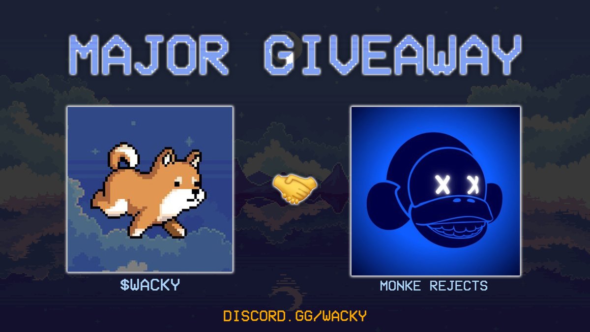 WackyPupz's tweet photo. MAJOR GIVEAWAY

Win 3 x Monke Rejects ($600)
Win 30K $WACKY

1⃣ Follow @WackyPupz & @MonkeRejects 
2⃣ Like + RT
3⃣ Tag Friends

⏳24H
$Sol #Solana