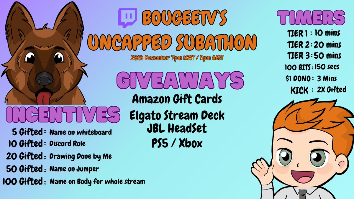 MY BIGGEST STREAM OF THE YEAR HAS ARRIVED

Thank you again for all the love and support throughout 2023!!
Can't wait to see you all and hear about your up and coming plans for New Years and recent Christmas Holiday Adventures

Love You All
Bougee 
twitch.tv/bougeetv