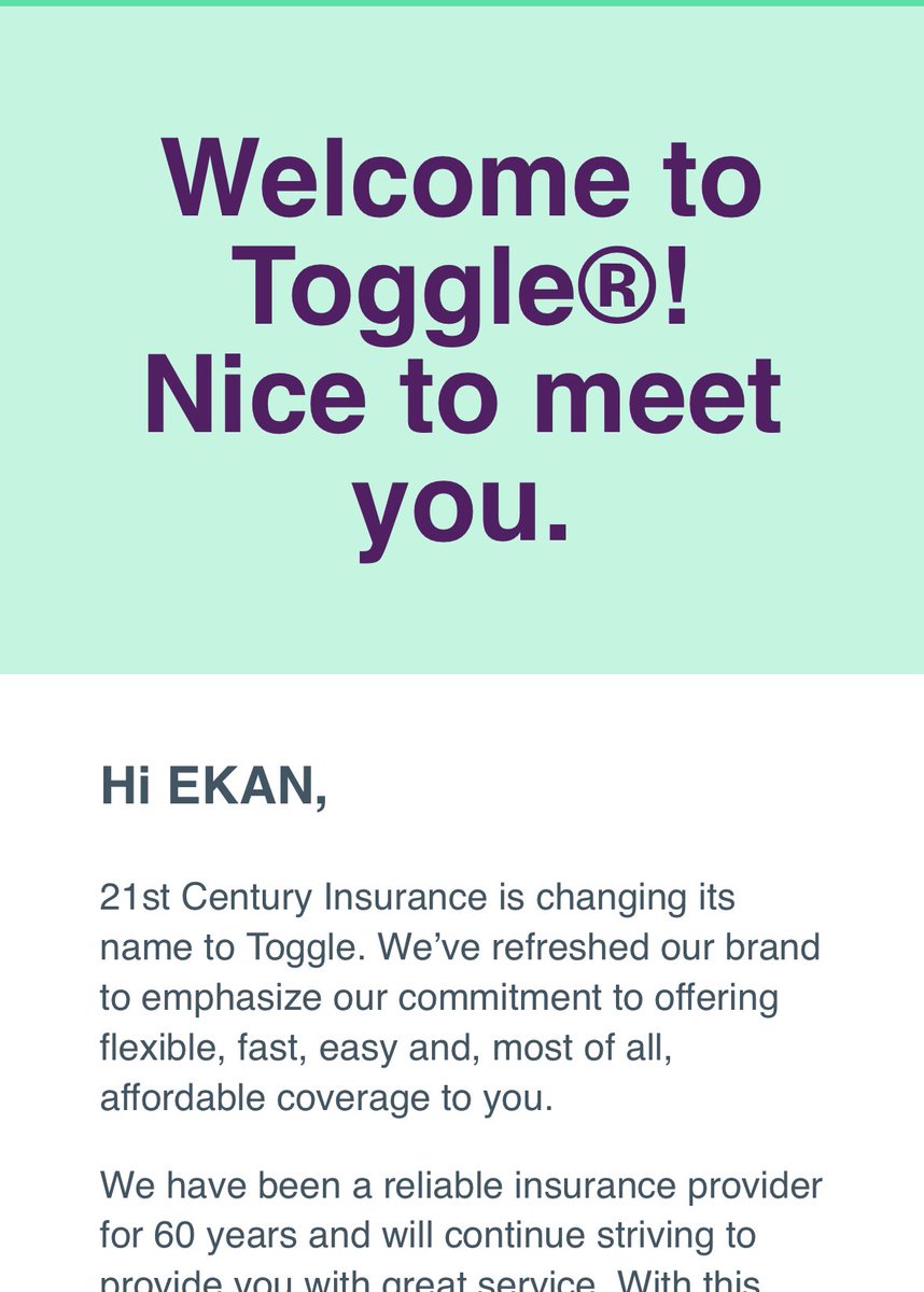 EkanSoong's tweet image. Is this a joke? I think this rebrand for 21st Century insurance is the dumbest thing I ever heard. Just me? #toggle #21stcenturyinsurance