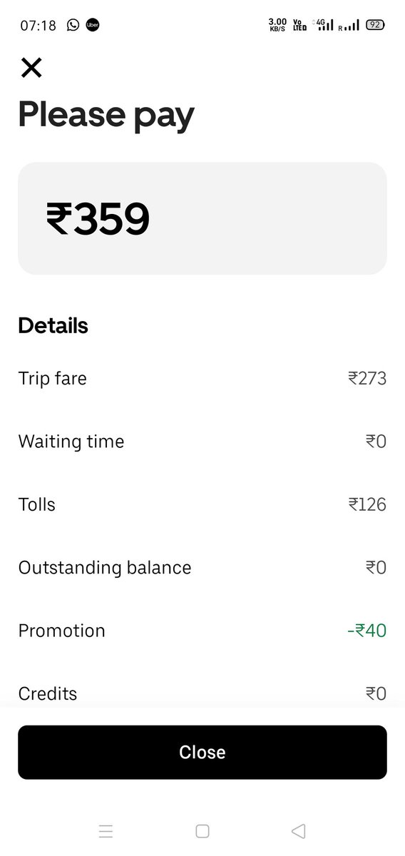 Dear <a href="/Uber/">Uber</a> @UberINSupport You have added INR 126 as Toll while there is no toll on the way in my recent ride from my home. 
Should I go to consumer forum. <a href="/foodsuppliesmp/">Food,Civil Supplies & Consumer Protection Dept, MP</a> <a href="/jagograhakjago/">Consumer Affairs</a>