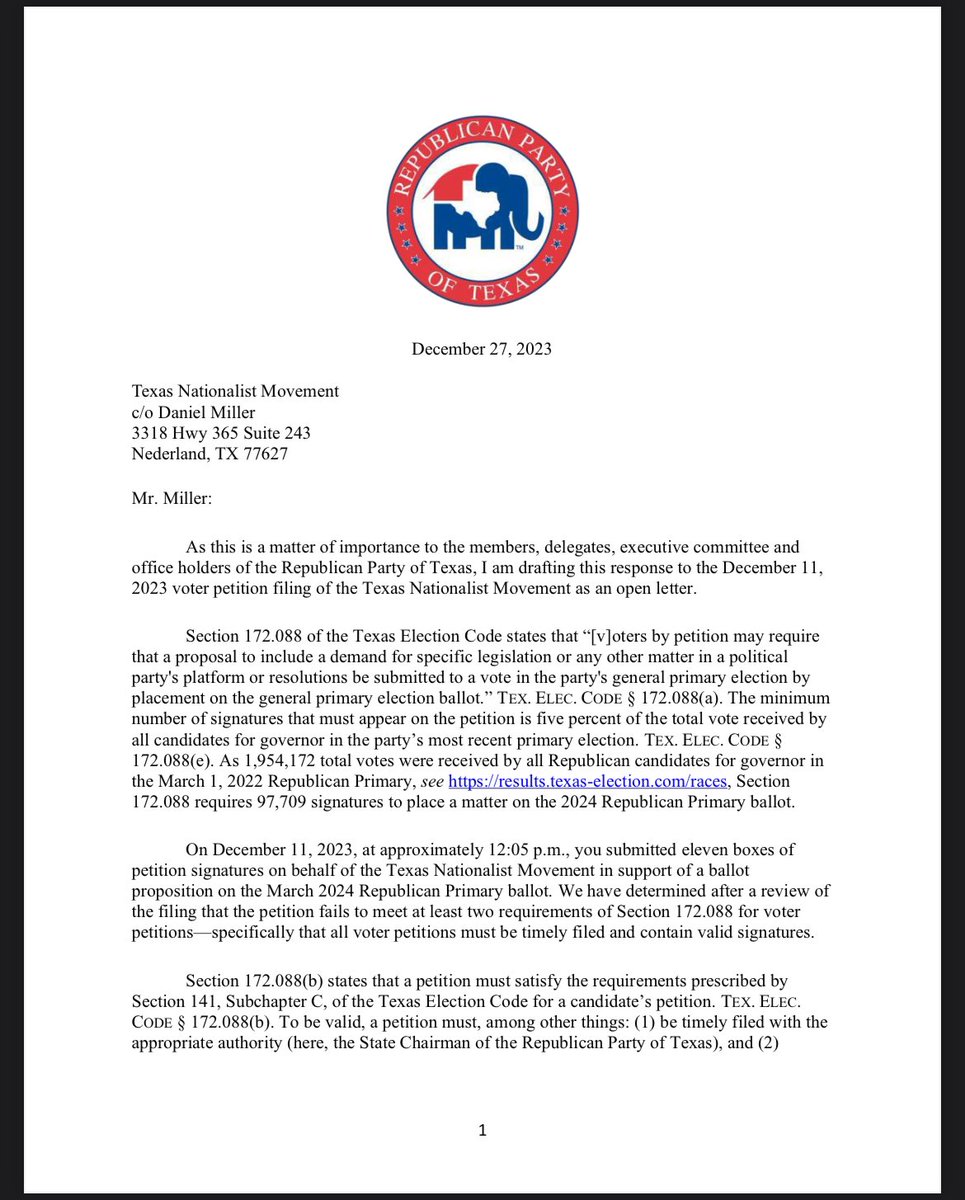 Texas GOP Rejects Texas Nationalist Movement's Petition for #TEXIT Question on 2024 Primary Ballot
