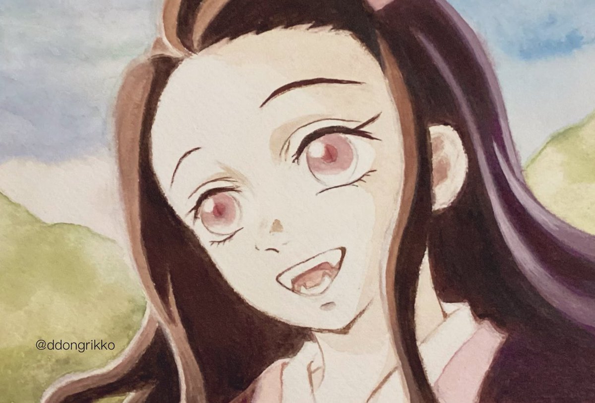 #竈門禰豆子誕生祭2023
#竈門禰豆子生誕祭2023
おめでとうございます㊗️
水彩　模写