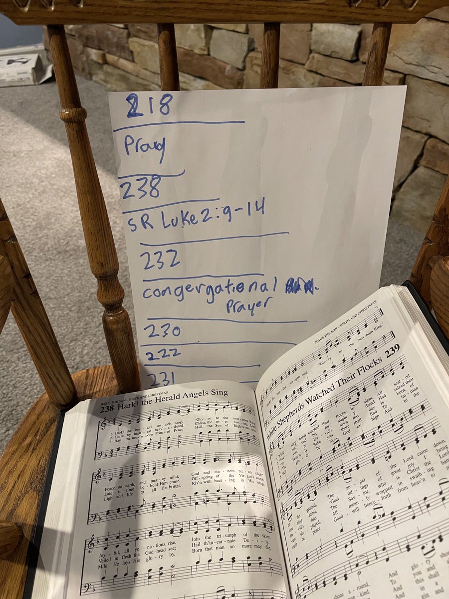 Christmas worship service planned by my kids. Great hymns, light on preaching.