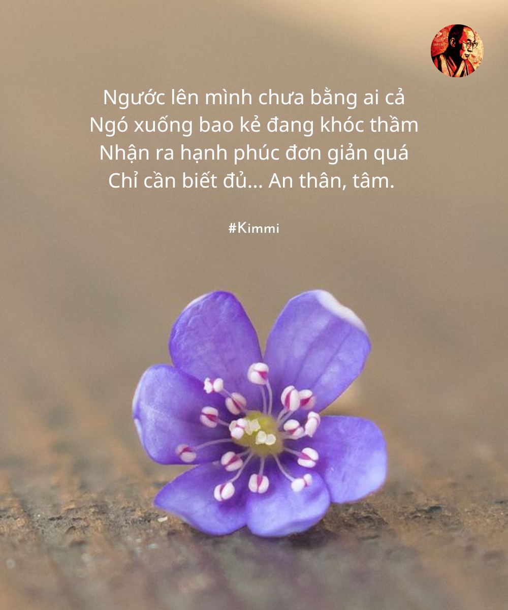 CHỈ CẦN MÌNH BIẾT ĐỦ
Lại một năm nữa sắp đi qua
Thầm hỏi bản thân làm được gì?
Bao nhiêu ước mơ hằng ấp ủ
Niên tàn chẳng đạt nổi thứ chi.
Trộm nghĩ chẳng riêng mình sầu khổ
Khi mà quanh ta biết bao người
Mang thân đánh đổi đời sang cả
Nhận về toàn