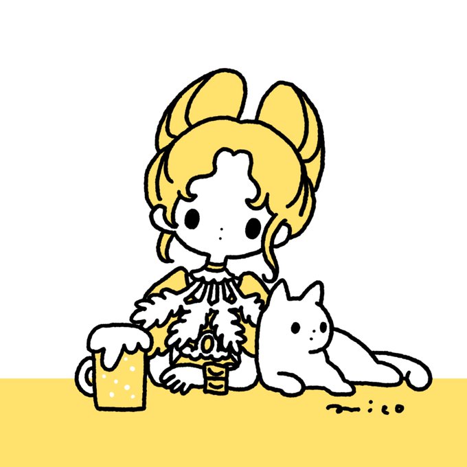 「blonde hair white cat」 illustration images(Latest)