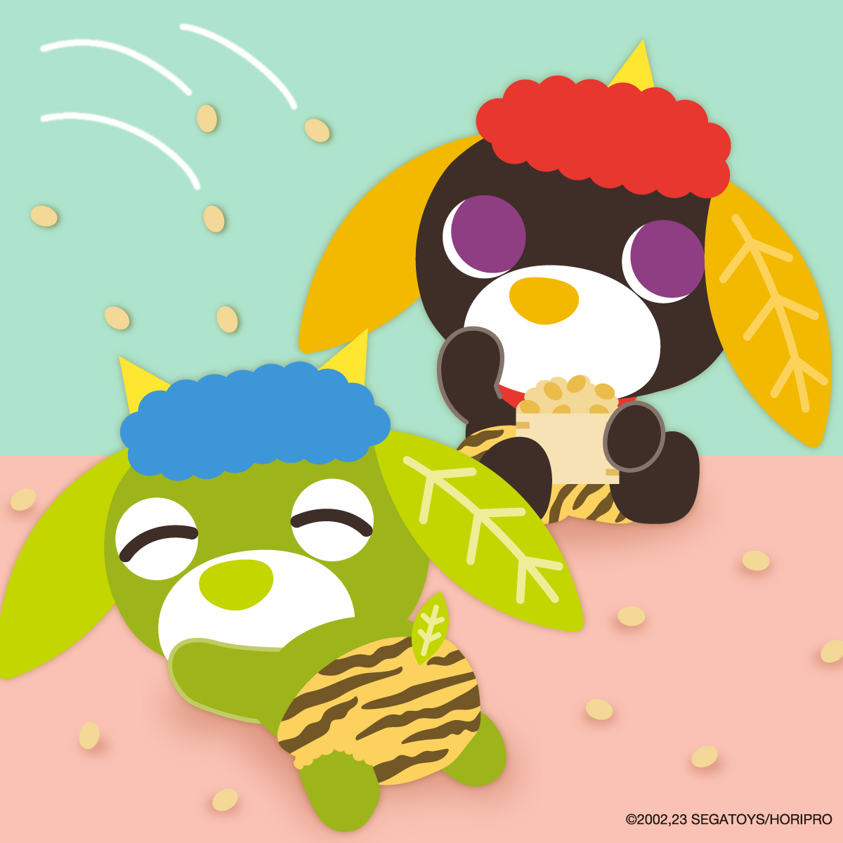 今日は #節分⭐️ リョクとロンも鬼になりきってみました👹 #お茶犬