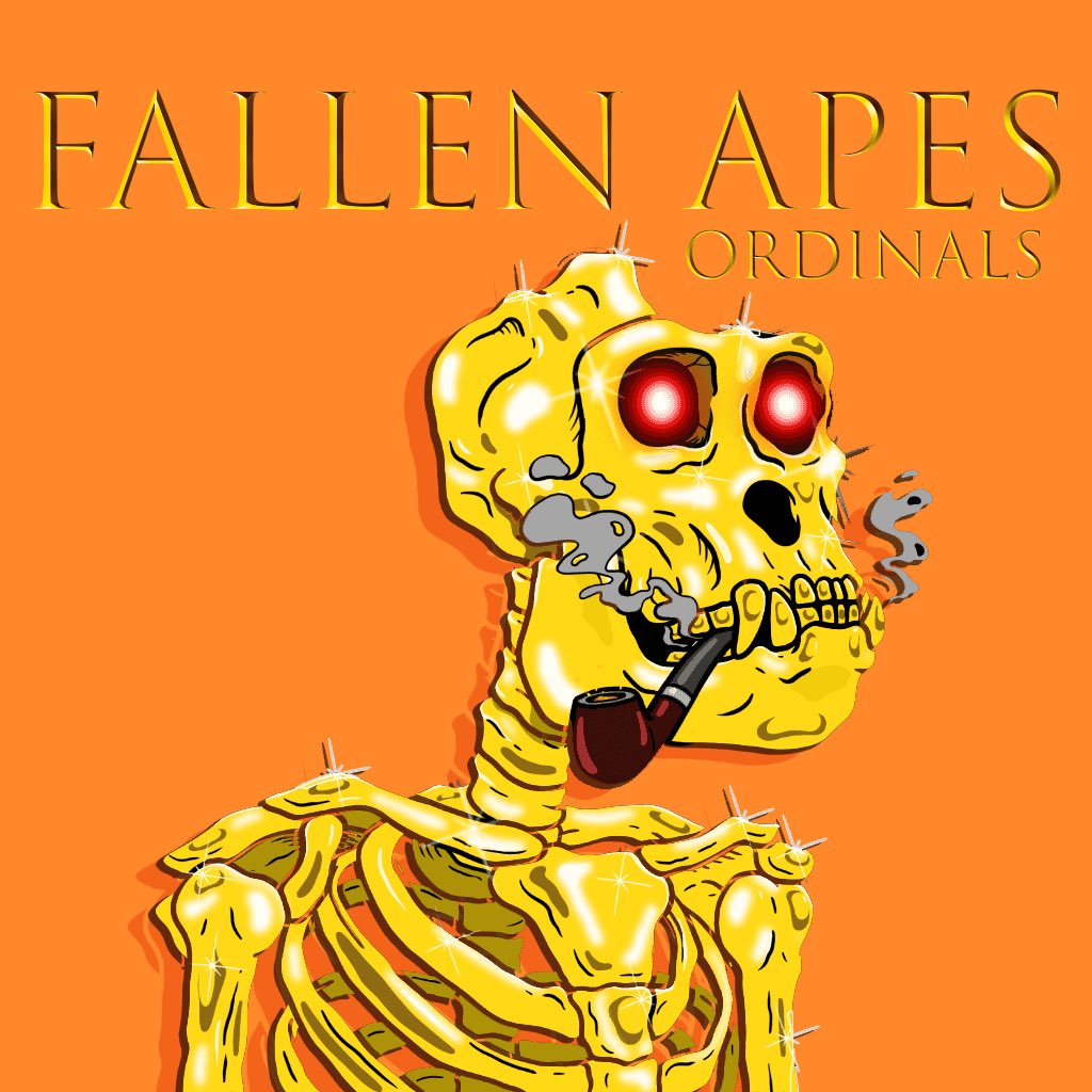 With all of the recent dialog surrounding inscription numbers...

Fallen Apes are:

✅️ Cusp Sub-200k Inscriptions 💫

✅️ Original Art, Inspired by Apes 🦍⚡️

✅️ 30kb-104kb in File Size 📂

This is <a href="/OrdinalApes/">Ordinal Apes</a>' 3rd collection (now @BitApes_btc) and a future orange-chip! 🍊