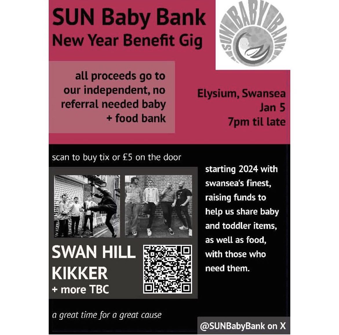 Hellllo my volunteers are putting on a gig to raise money for the baby bank on Friday! It’s £5 entry at @elysiumgallery where you can see Cadi doing a set of punk folk harp, and local bands @kikkersuck and Swan Hill who’s @ I don’t know to tag but eitherway - come down and share!