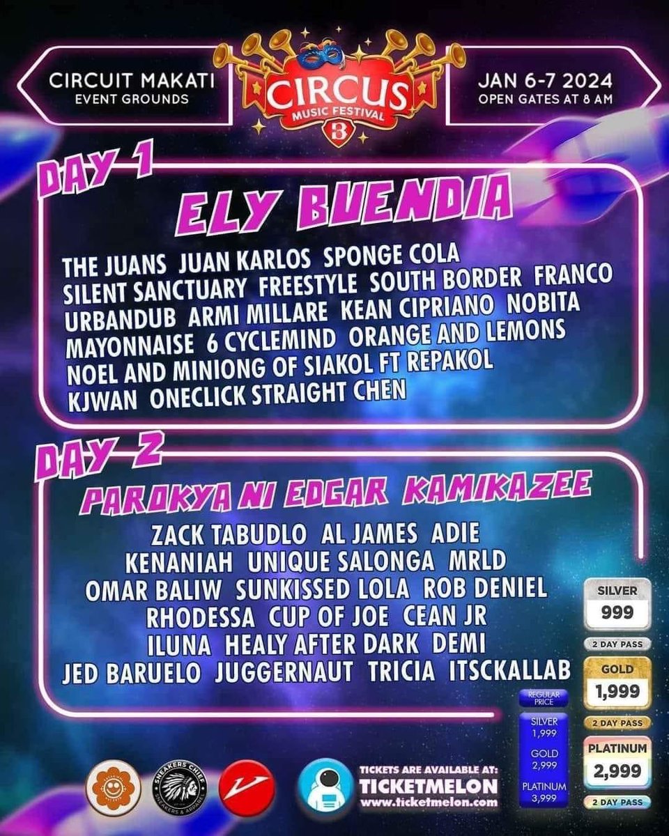 rxvigne's tweet photo. FS/LFB

Circus Music Festival ticket
Event Date: Jan 6 and 7, 2024
📍Circuit Makati Open Grounds

-1 Silver E-Ticket (2 days pass) 
Selling Price: PHP500
Original Price: PHP999

RFS: conflict of sched and wala na kasama

PM or comment if interested

#circusmusicfestival https://t.co/VAuZKxYRCS