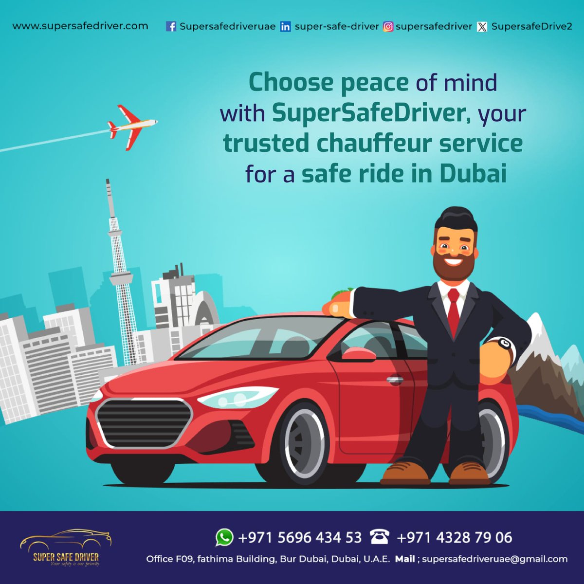 SuperSafeDrive2's tweet photo. Drive worry-free with SuperSafeDriver, your trusted chauffeur service in Dubai! Your peace of mind is our priority for a safe and secure ride. 🚗✨

Visit: https://t.co/LfdFNdSPZB
Whatsapp: 056 964 3453
Call: +971 43287906

#supersafedriver #chauffeurservices #luxuriousride https://t.co/5MMiN5Vz5P