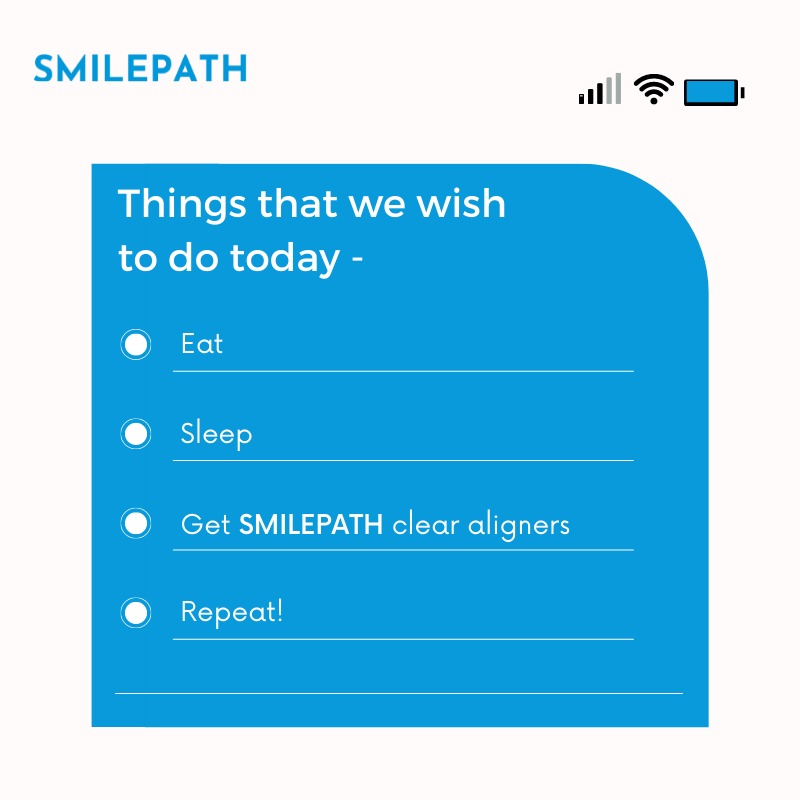 We have conveniently added SmilePath clear aligners to your to-do!
Visit the link bit.ly/3XpEi9K and get your smile journey started!
.
.
#Smilepath #comfert #dentaltreatment #dental #smile #straightteeth #brightsmile #invisiblealigner #teethstraightening #thingstodo