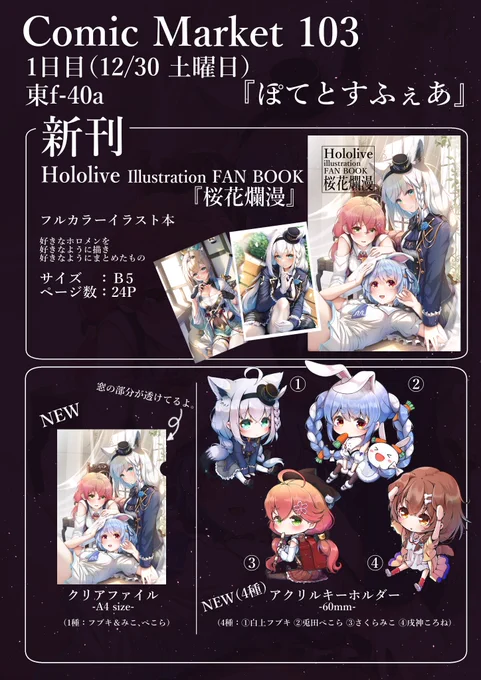 【C103新刊】委託していますC103冬コミでの新刊+一部のグッズをメロンブックス様にて委託させて頂いております。いつもはイベントのみですが、今回初委託です。◎新刊(ホロライブ / イラスト本)◎そのほかもし宜しければ覗いてみてください 