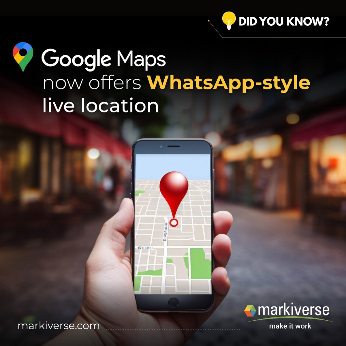 Markyverse's tweet image. 🗺️📲 Google Maps now offers live location sharing, adding convenience and safety to your journeys—like WhatsApp! Keep everyone informed about your ETA and battery status. Have you tried it? #GoogleMapsUpdate #LocationSharing 📍🌍