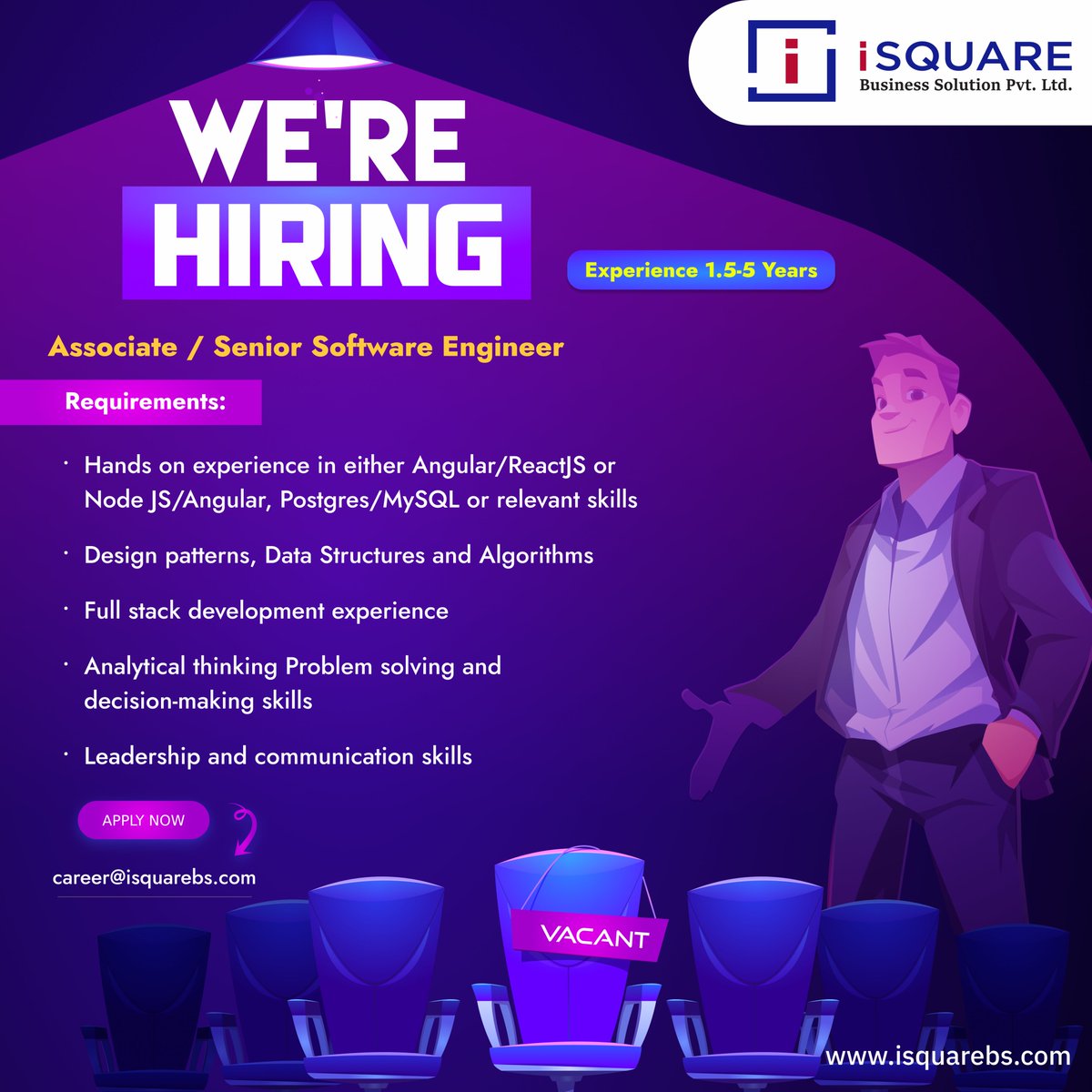 isquarebs's tweet photo. We're hunting for a creative #softwareengineer to shape the digital future with cutting-edge #code
Ready to build something extraordinary?
Send your resume to career@isquarebs.com
Visit https://t.co/1hyqb7NSvr for more #career updates.

#isquare https://t.co/blNcD0dEA2