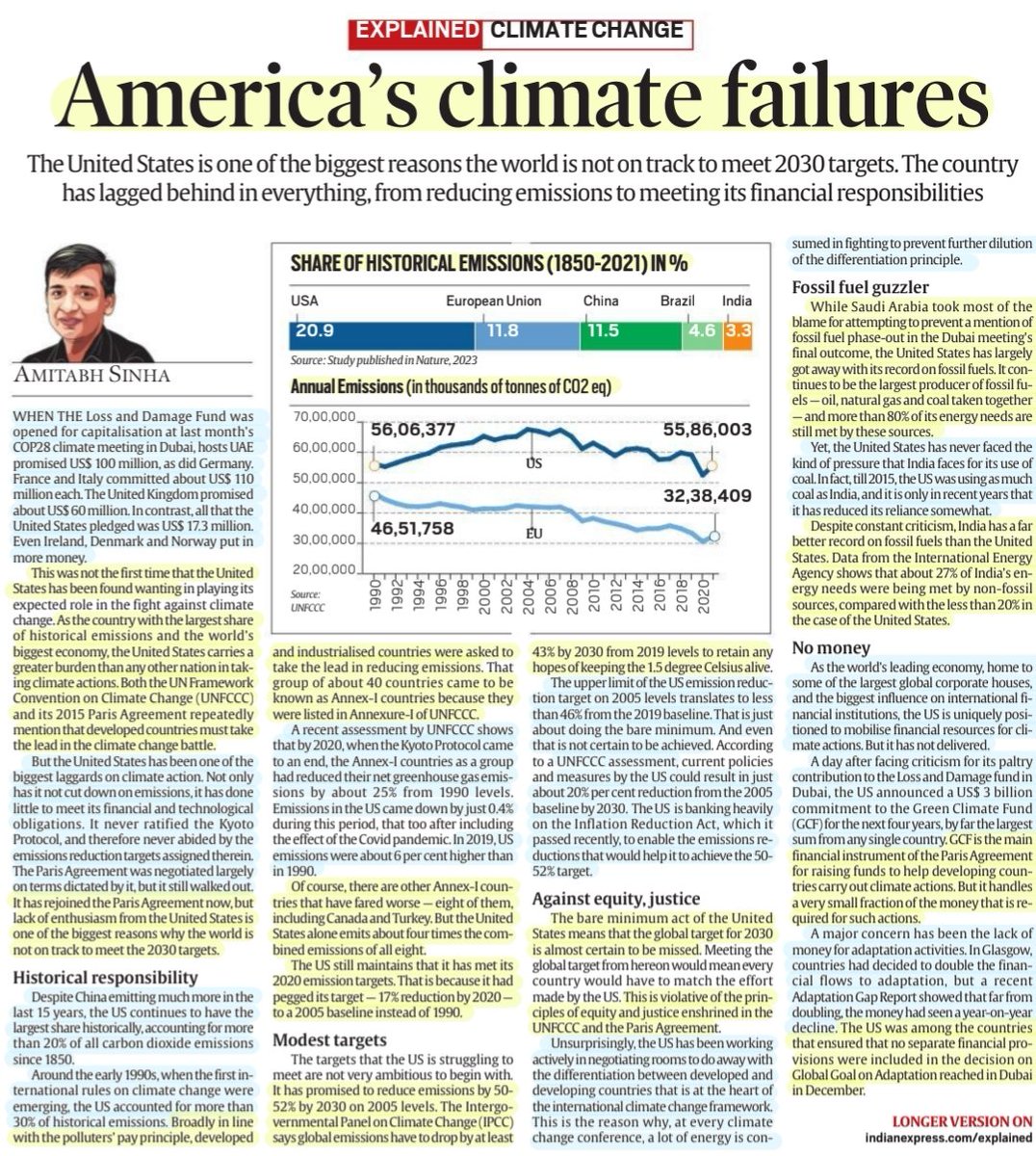 'America's Climate Failures'

:Explained by Sh Amitabh Sinha

#UnitedStates #Historical #emissions #Polluter 📈 #HistoricalResponsibility 
#ClimateChange 
#ParisAgreement #UNFCCC #IPCC #KyotoProtocol #GlobalWarming
#Equity #Justice #CBDR
#GCF #LossAndDamageFund

#UPSC

Source: IE