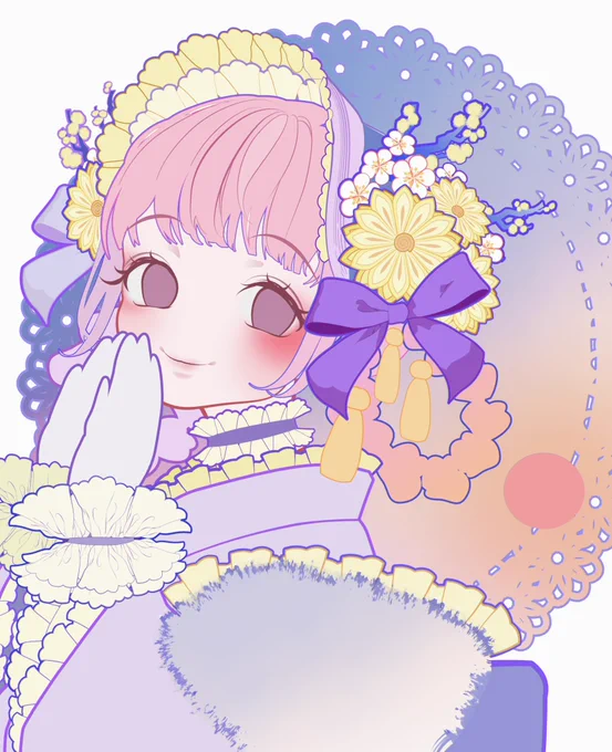 明日もきっといい日だよ 皆様おやすみなさい 今夜はお正月イラストの進捗  #おやすみ #wip #絵柄が好みって人がいればいいなぁ #イラスト #お絵描き #創作