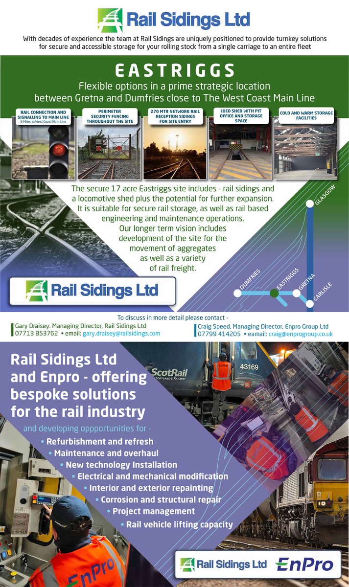 🤝Exciting collaboration news!🚂
#EnProUK and Rail Sidings are working together to offer turnkey solutions - from engineering and maintenance to secure storage space.
Contact us to learn more about our services for fleets big or small.
#secure #railengineering #RailwayFamily