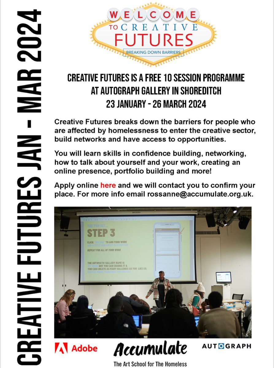 Creative Futures is back for 2024! Breaking down the barriers for people who are affected by #homelessness to enter the creative sector, build networks &amp; have access to opportunities. Our participants learn skills like confidence building, networking , portfolio building &amp; more!
