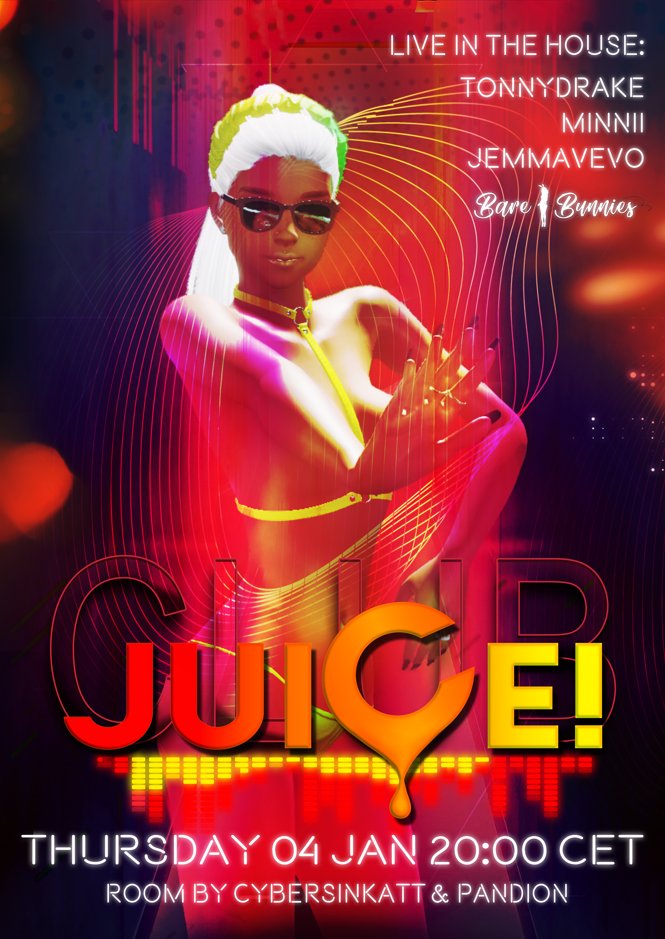 ⱲҽƖϲօʍҽ 2024 in JuiCe! style❤️🧡💛An amazing live DJ lineup, the adorable Bare Bunnies, energetic tunes, good vibes, and a lively local chat. Real people &amp; real fun 💯 We are looking forward to partying with you tonight 🫵  

#thursdayvibes #edm #3dxchat <a href="/TonnyDrake75/">Tonny Drake</a> @JEMMAvevo