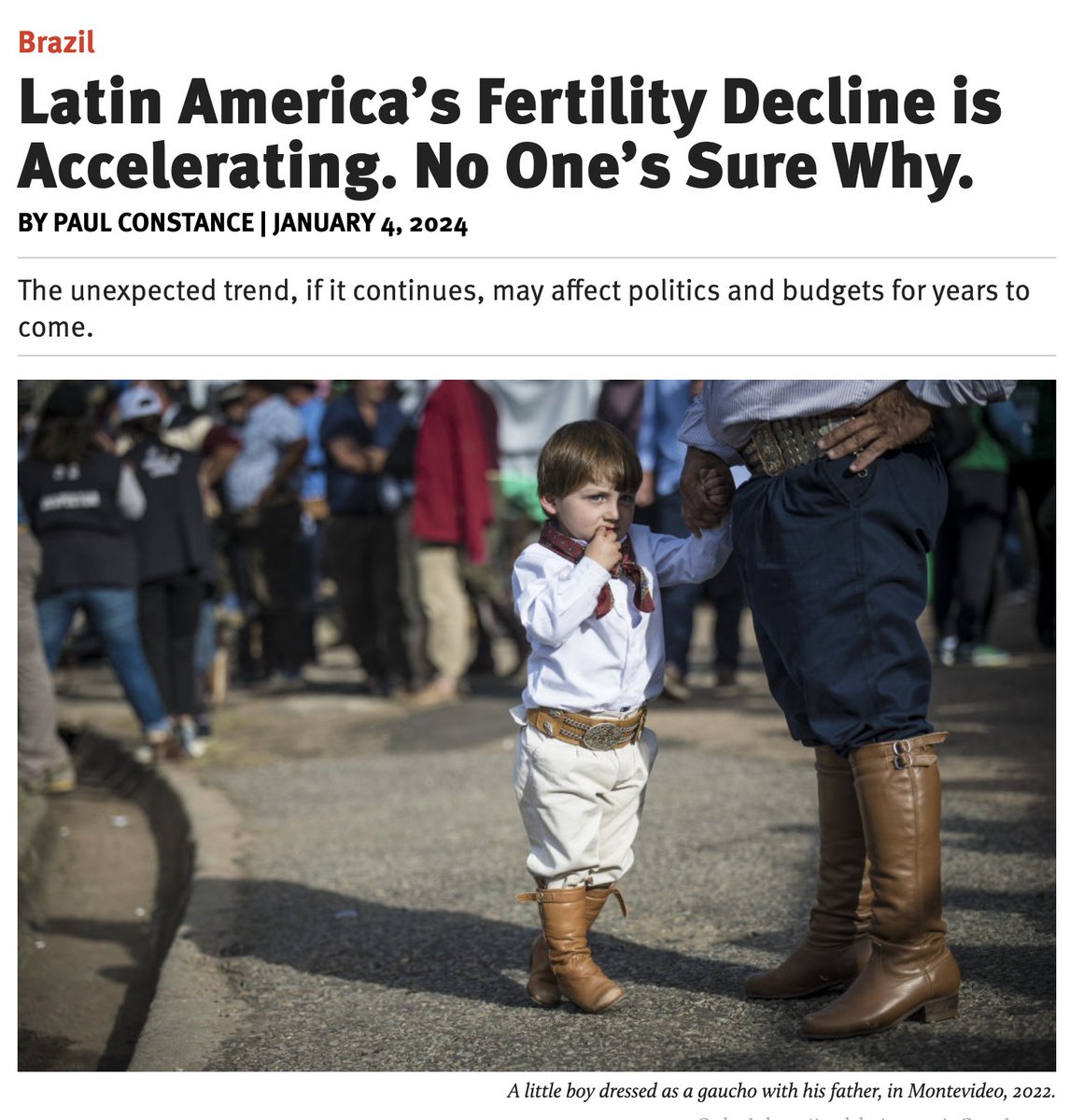 NEW: Brazil's recent census found 203 million people -- 5 million fewer than expected. The culprit? A fertility rate diving much further than anyone expected throughout Latin America. Big consequences for politics and government budgets. More here: 

americasquarterly.org/article/latin-…