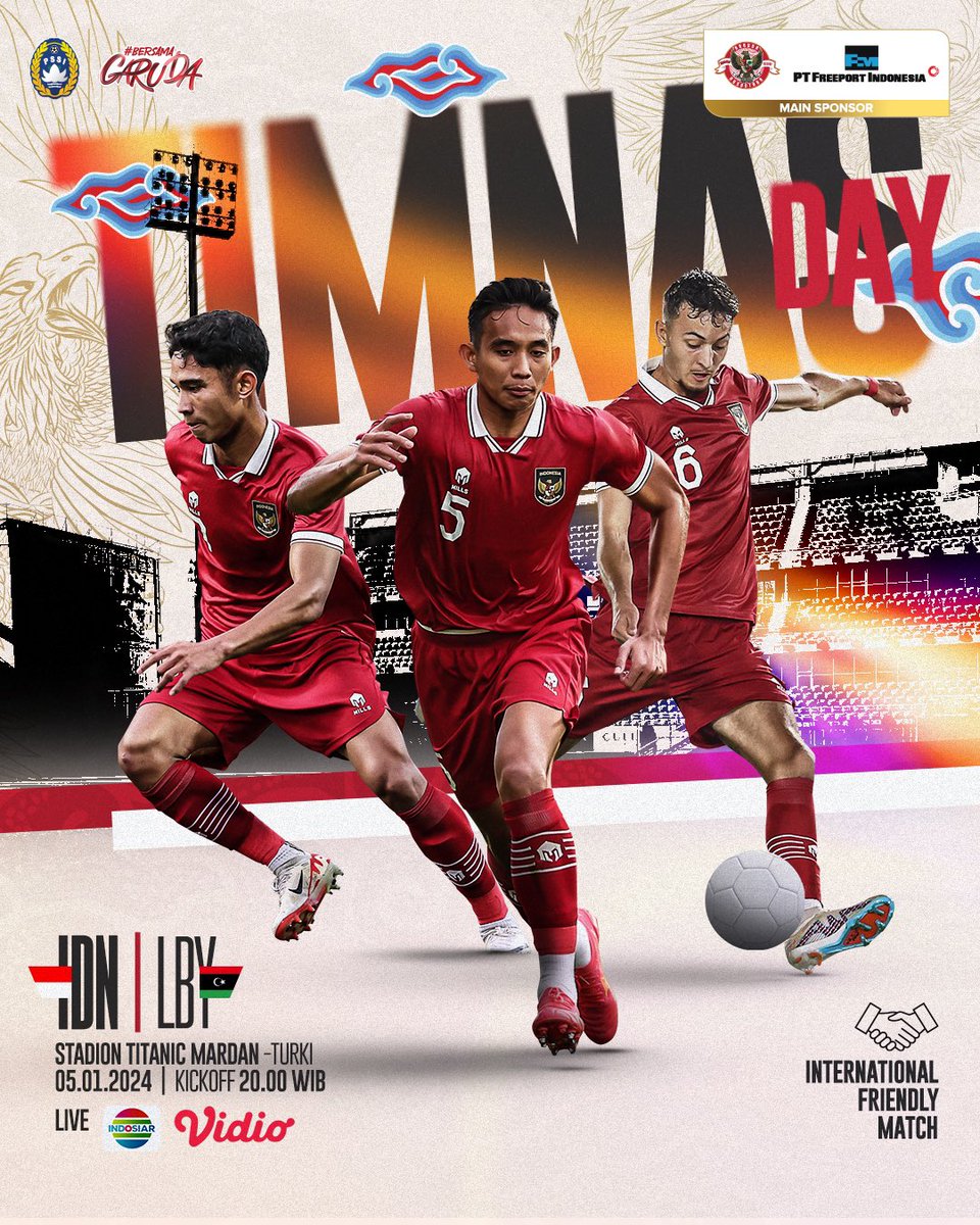 TimnasIndonesia's tweet photo. Berikan Dukungan bagi Pertandingan Uji Coba Kedua Timnas Indonesia melawan Libya #MenujuPialaAsia2023 

#KitaGaruda #BersamaGaruda #GarudaMendunia #AsianCup2023 #FreeportBersamaGaruda https://t.co/QEH12QlOqT