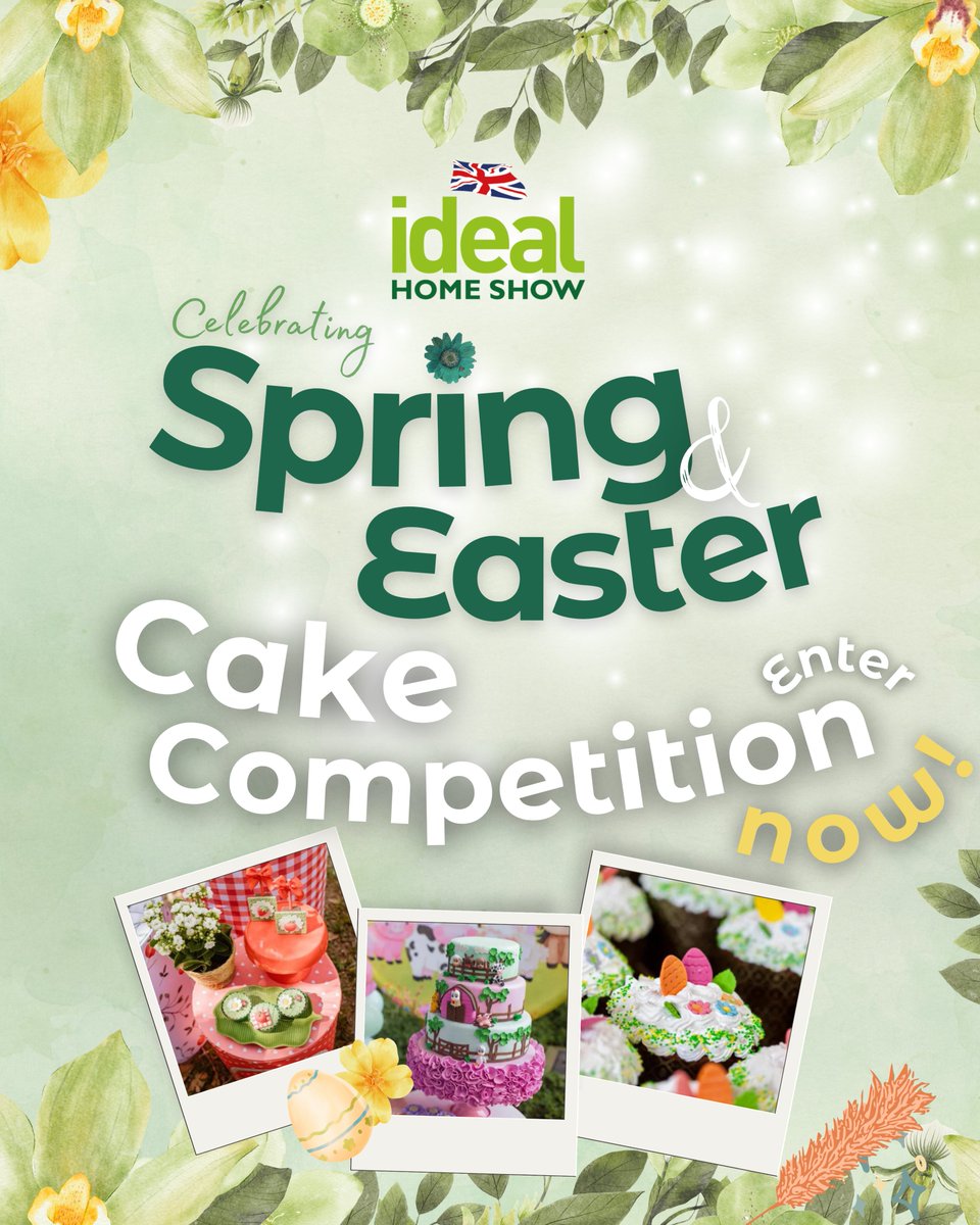 Time to spring into action, the 2024 Ideal Home Show Cake Competition is back and open for entries! 🍰🏆The theme for this year's competition is Celebrating Spring & Easter! 🌸🌼🐣 ENTER NOW! idealhomeshow.co.uk/cake-competiti… #IdealHomeShow