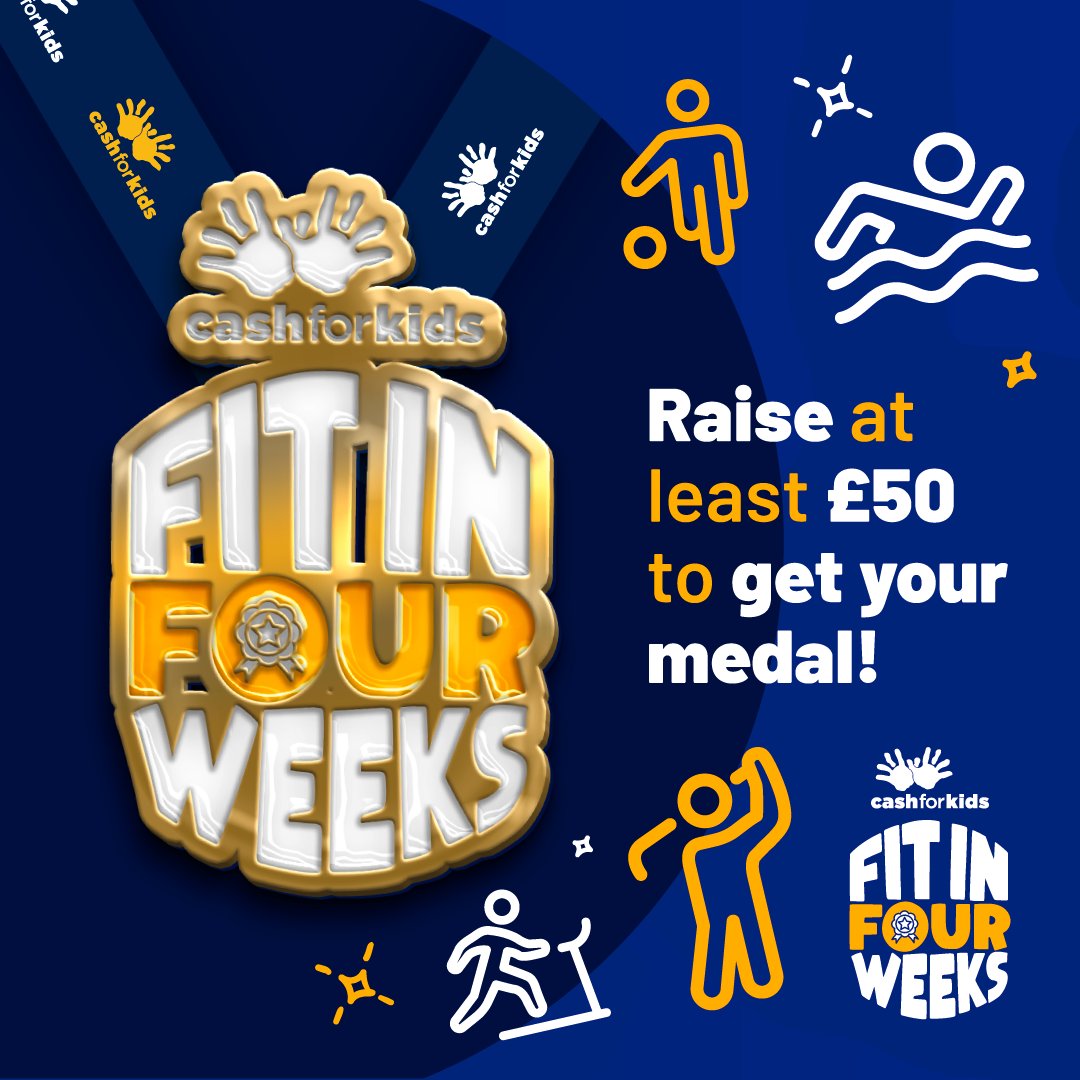 Get your mitts on one of our medals 🏅 4 weeks - 30 minutes of exercise a day - feel good and do good at the same time. What's not to love?! cashforkids.org.uk/fitinfour