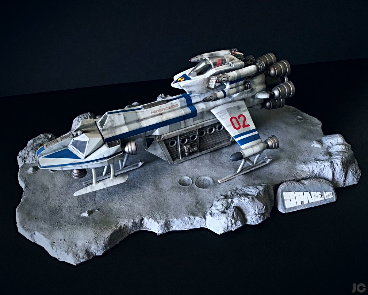 EagleAlpha1999's tweet photo. My two Airfix Starcruiser1. Moonscape base from Red Planet, purchased from CultTVman shop. #space1999 #spazio1999 #cosmos1999 #espaço1999 #moonbasealpha #starcruiser1 #airfix #gerryanderson #culttvmanshop #diorama #thelostworldsofgerryanderson #modeldisplay https://t.co/36iElZtWL8