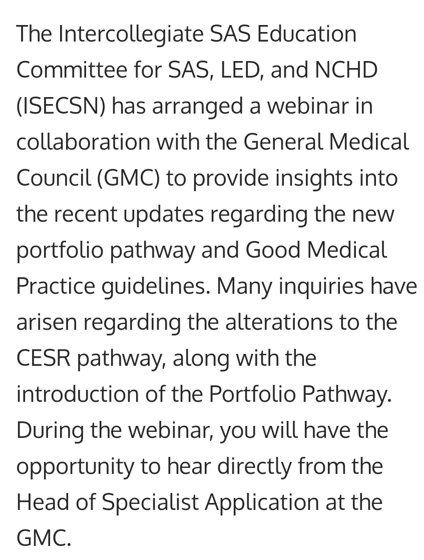 Please join this webinar with GMC officials, organized by ISECSN to learn more about changes to the new portfolio pathway and the GMP guidance. 
You may register here:

rcsed.ac.uk/professional-s…

<a href="/gmcuk/">GMC</a> @PeaPeaspot <a href="/Mehwash_Nadeem/">Mehwash Nadeem</a> <a href="/_khaledhosny/">Khaled Hosny🦅🇪🇬</a> <a href="/memukadam/">Majid Mukadam</a> <a href="/kartikp31/">K P Iyengar</a> @RobJimFleming