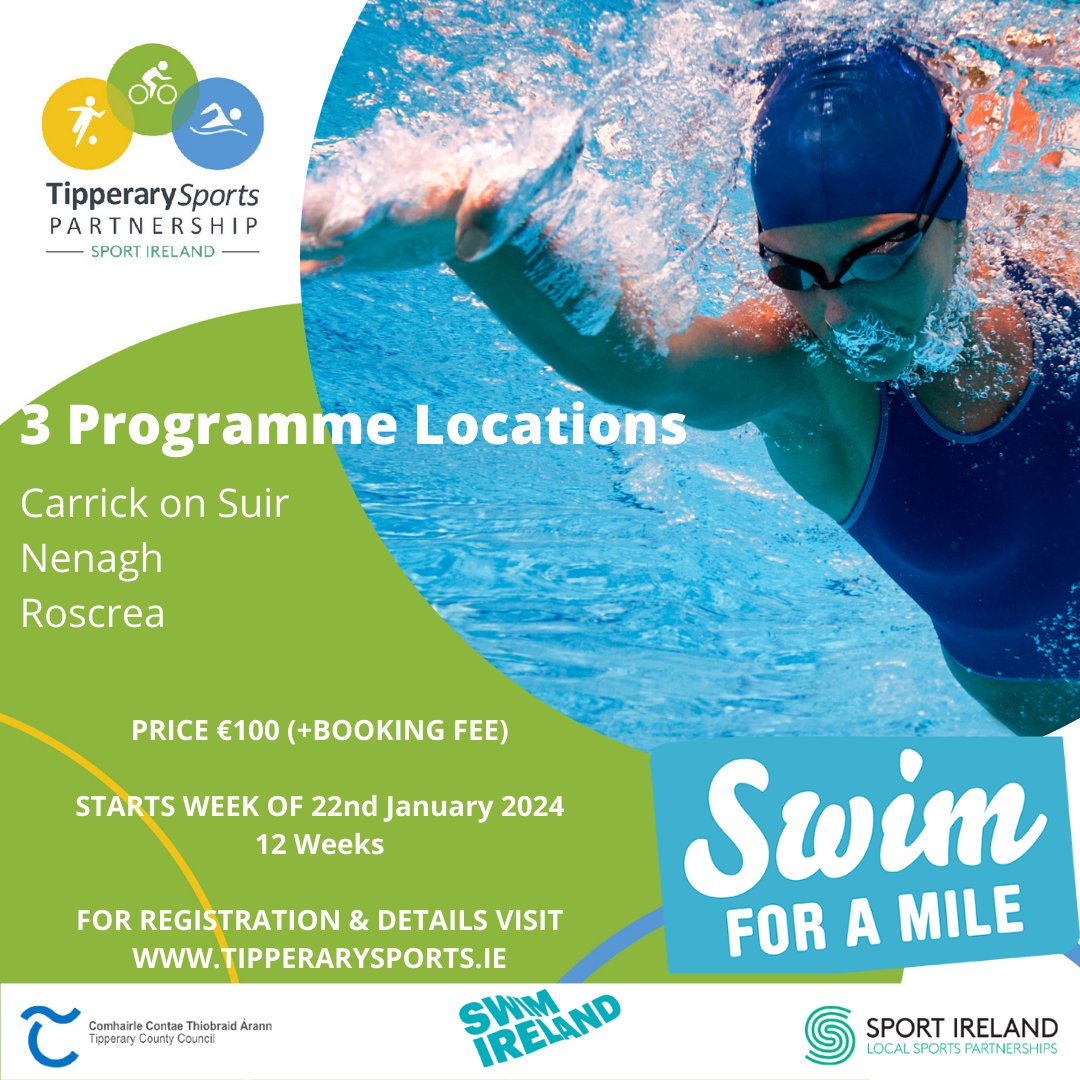 TipperarySports's tweet photo. 𝟭𝟮 𝗪𝗲𝗲𝗸 𝗦𝘄𝗶𝗺 𝗙𝗼𝗿 𝗔 𝗠𝗶𝗹𝗲 𝟮𝟬𝟮𝟰.🏊♀️🏊♀️
👉👉https://t.co/tymYaFnA9Z
@sportireland @swimireland @TipperaryCoCo
#BeActiveTipperary #swimforamile #swimireland #getbackinthewater #swimforfun #newyearnewchallenge #thingstodointipperary #tipperary https://t.co/jCnLCgk4RL