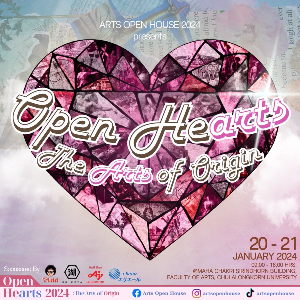 คณะกรรมการนิสิตอักษรศาสตร์ (ก.อศ.) (@arts_goz) on Twitter photo ควักหัวใจออกมา เอาออกมาพิสูจน์ ❤️🔥🎵
คณะอักษรศาสตร์ขอเชิญทุกคนมาเปิดหัวใจ ค้นหาตัวตนกันในงานเปิดบ้านอักษรศาสตร์ จุฬาลงกรณ์มหาวิทยาลัย ประจำปี 2567 หรือ Arts Open House 2024 📚 ควักหัวใจออกมา เอาออกมาพิสูจน์ ❤️🔥🎵
คณะอักษรศาสตร์ขอเชิญทุกคนมาเปิดหัวใจ ค้นหาตัวตนกันในงานเปิดบ้านอักษรศาสตร์ จุฬาลงกรณ์มหาวิทยาลัย ประจำปี 2567 หรือ Arts Open House 2024 📚