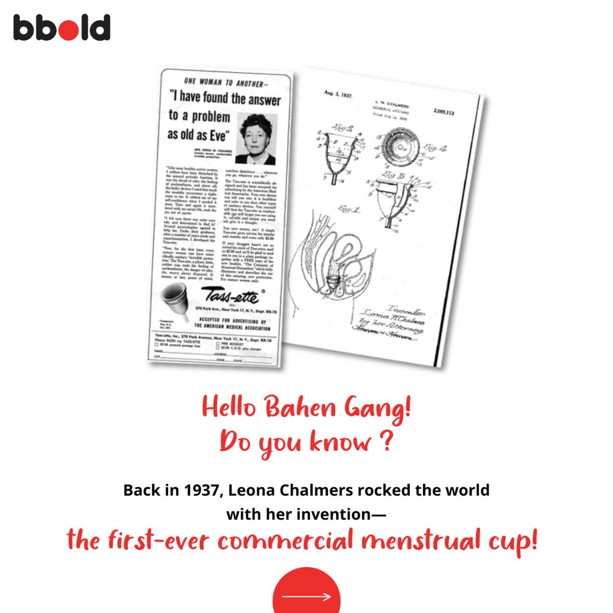 bboldofficial's tweet photo. We bet you didn't know about this! Yes!👀 It was 1937 when menstrual cup was invented which was way before TV commercials and social media hype!
#bboldRevolution #PeriodInnovation #EcoFriendlyPeriods #StayStainFree #periodgyaan #bleedboldy #loveyourselffully https://t.co/46pcIBE1q0