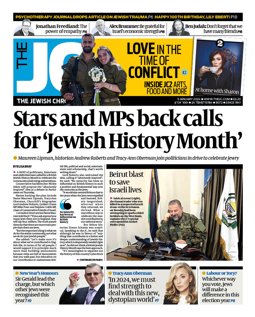 This week's JC front page: Stars and MPs back calls for ‘Jewish History Month’ #TomorrowsPapersToday