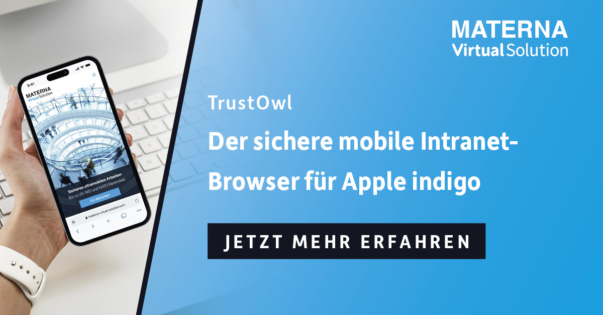 Gute Neuigkeiten zum Jahresstart: TrustOwl, unser sicherer mobiler Intranet-Browser exklusiv für Apple indigo wurde vom BSI evaluiert und erhielt zum Jahresende eine offizielle Freigabeempfehlung 🚀. Jetzt mehr lesen: hubs.la/Q02fdJJg0