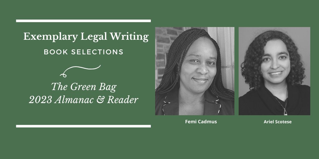 We take a look back @GB2d Exemplary Legal Writing Books selected by Femi Cadmus @yalelawlibrary and Ariel Scotese @dangelolawlib. bit.ly/4aGxPia Stay tuned for books selected through the end of last year with guest selector @nmignanelli !