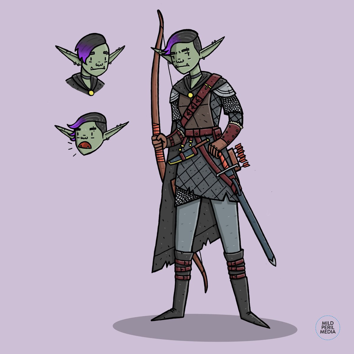 mildperilmedia's tweet photo. Grog the Goblin 

Just messin' around, potentially my next character for a D&amp;D, Quest or other fantasy RPG campaign.

She's a Goblin Ranger and she doesn't like other people.

Maybe I will make her when I finally get round to buying Balders Gate 3

#dnd #characterdesign https://t.co/xSxfMFZ6az