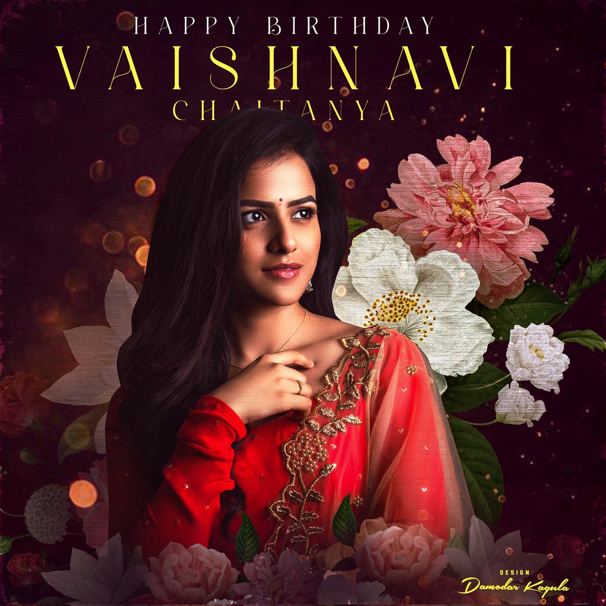 Here's the Birthday Special design to celebrate the talented actress @iamvaishnavi04 garu Wishing you a Very Happy Birthday Mam design : @damodar_kagula #HBDVaishnaviChaitanya #VaishnaviChaitanya #Babymovie @chaitanyavaish3