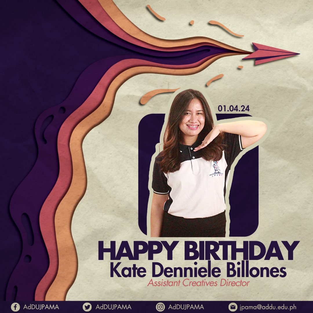 AdDUJPAMA's tweet photo. 𝑰𝒕'𝒔 𝒚𝒐𝒖𝒓 𝒅𝒂𝒚, 𝒐𝒖𝒓 𝑽𝒊𝒔𝒊𝒐𝒏𝒂𝒓𝒚 𝑨𝒓𝒕𝒊𝒔𝒕!

Happy Birthday, 𝐊𝐚𝐭𝐞 𝐃𝐞𝐧𝐧𝐢𝐞𝐥𝐞 𝐁𝐢𝐥𝐥𝐨𝐧𝐞𝐬 the 𝐉𝐏𝐀𝐌𝐀 𝐀𝐬𝐬𝐢𝐬𝐭𝐚𝐧𝐭 𝐂𝐫𝐞𝐚𝐭𝐢𝐯𝐞𝐬 𝐃𝐢𝐫𝐞𝐜𝐭𝐨𝐫! 🎂🎨 https://t.co/OznpmIDgHl