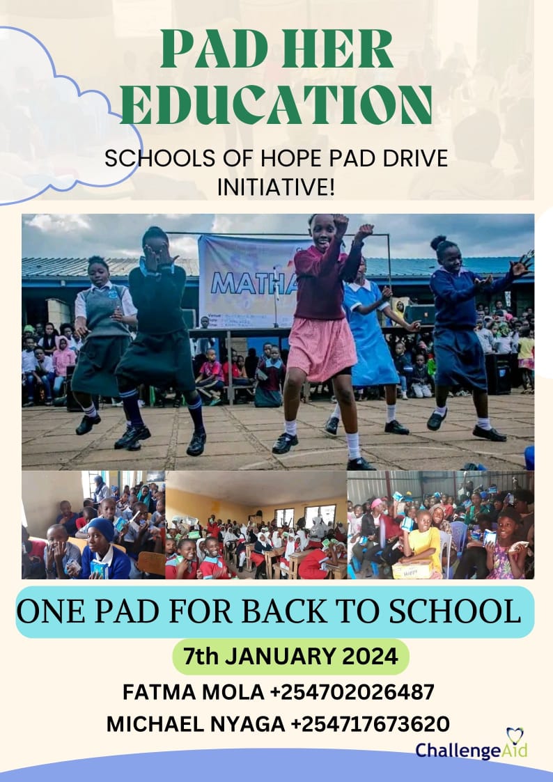 challengeaid_a's tweet photo. Hello, let us join our hands together and support a girl. You can send your donation via the numbers below, or bring a pad to Billian Schools of Hope in Mathare next to Kiboro Primary School Along Juja Road, or you can call us and come to collect the pads. 
#paddrive
#SOH https://t.co/5hEQ8LWAQl