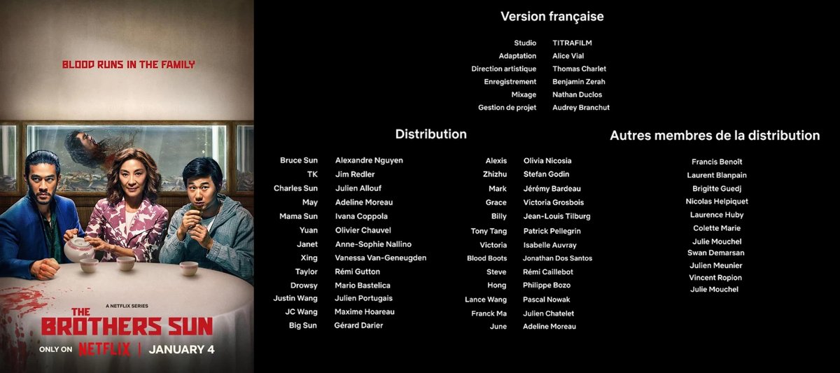 Carton de doublage de la série "Les frères Sun" sur Netflix dirigé par <a href="/ThomasCharlet6/">Thomas Charlet</a> 

Avec <a href="/alexnguyen_vf/">Alexandre Nguyen</a> @LalaMoreau <a href="/RGutton/">Rémi Gutton</a> <a href="/PortugaisJulien/">Julien Portugais</a> <a href="/Max_Hoareau/">Maxime H.</a> <a href="/stefan_godin/">Stefan Godin</a> @JEREMYBARDEAU <a href="/VictoriaTwter/">Victoria Grosbois</a> <a href="/JonathanDsParis/">Jonathan Dos Santos</a> <a href="/L_Blanpain/">Laurent Blanpain</a> et <a href="/VincentRopion/">Vincent Ropion</a>